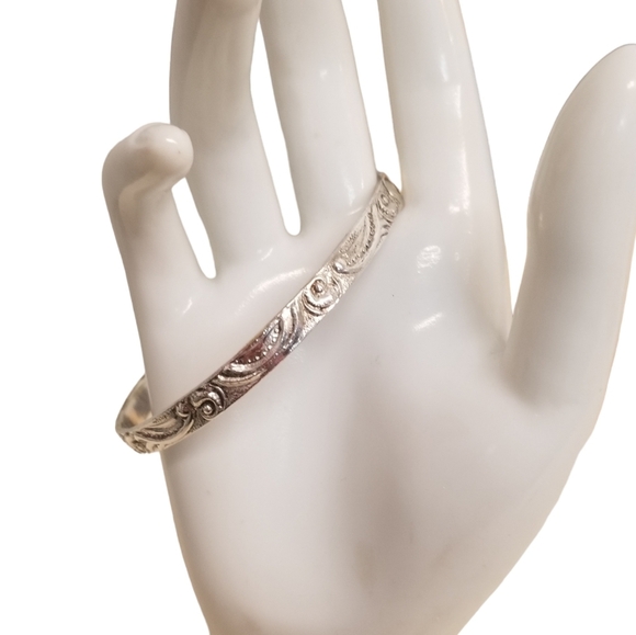 SOLID STERLING SILVER ART NOUVEAU STYLE BANGLE BRACELET - Picture 2 of 5